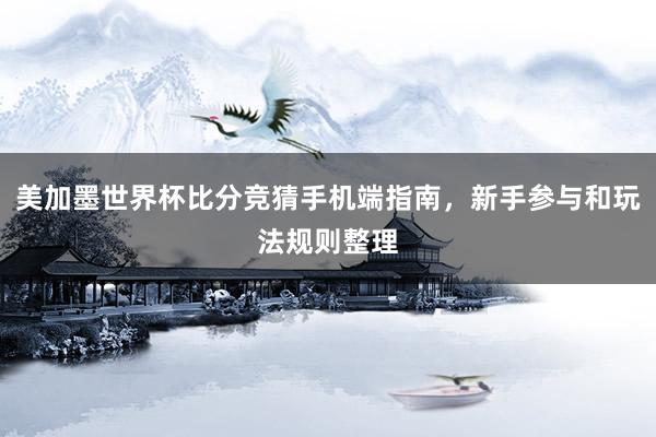美加墨世界杯比分竞猜手机端指南，新手参与和玩法规则整理